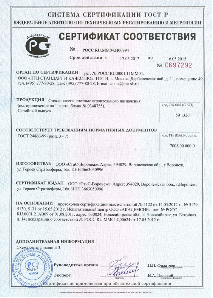 Сертификат № ROSS RU.MM04.H00994